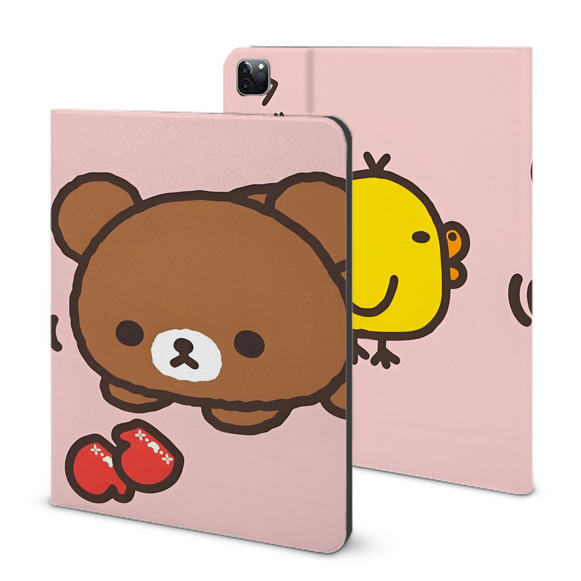 （画像用） リラックマ リラックマ キイロイトリ Rilakkuma Korilakkuma Kiiroitori IPad ケース ブック型 PUレザー TPU 耐衝撃 軽量 薄型 ペン収納なし 全面保護 IPad 各モデル対応